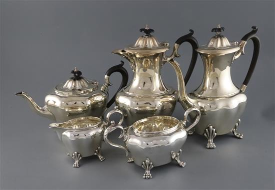 An Edwardian five piece silver tea and coffee service, by C.G & Co, gross 68 oz.